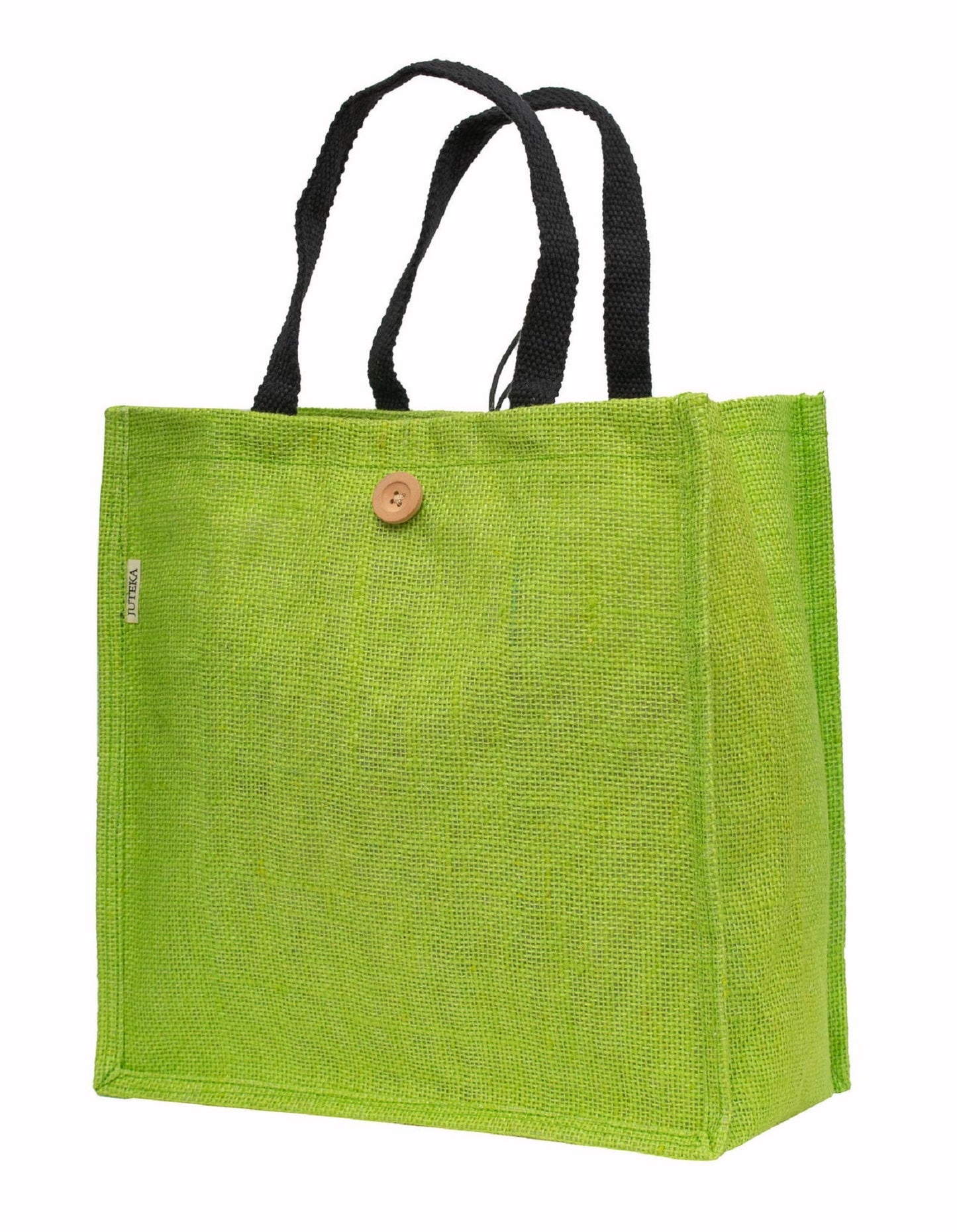 Jute Tote Bag with Button Closure