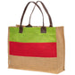 Tri-Colour Jute Tote Bag with Leather Handles