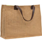 Tri-Colour Jute Tote Bag with Leather Handles