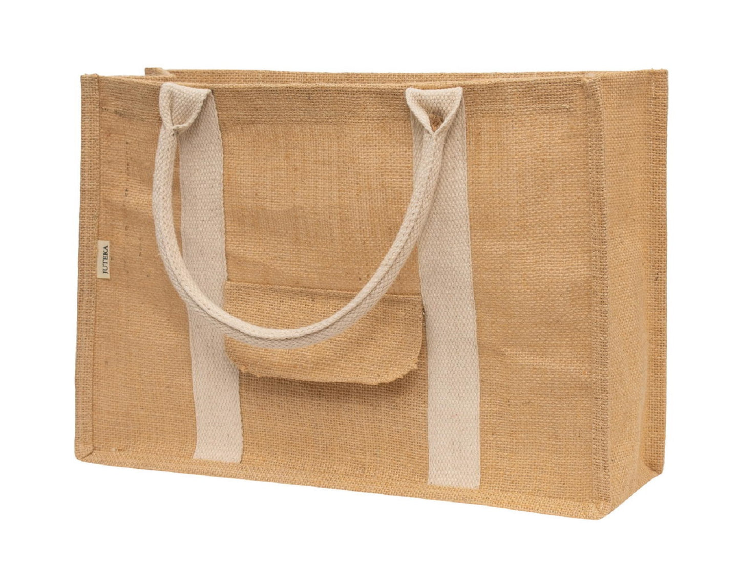 Jute Tote Bag with Front Pocket