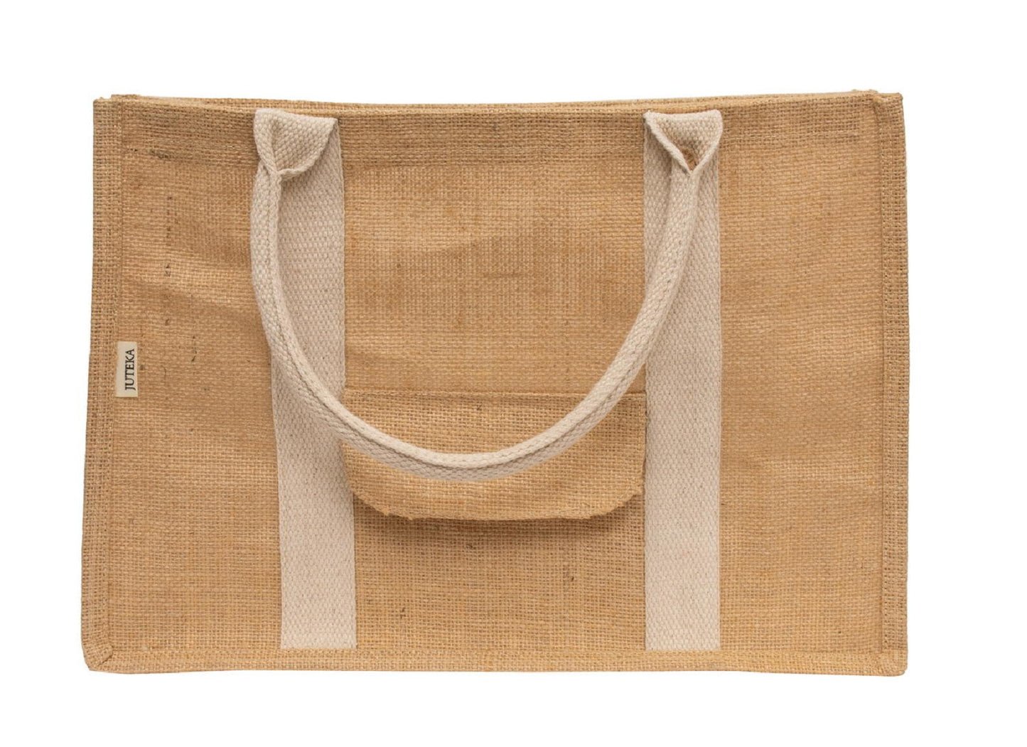 Jute Tote Bag with Front Pocket