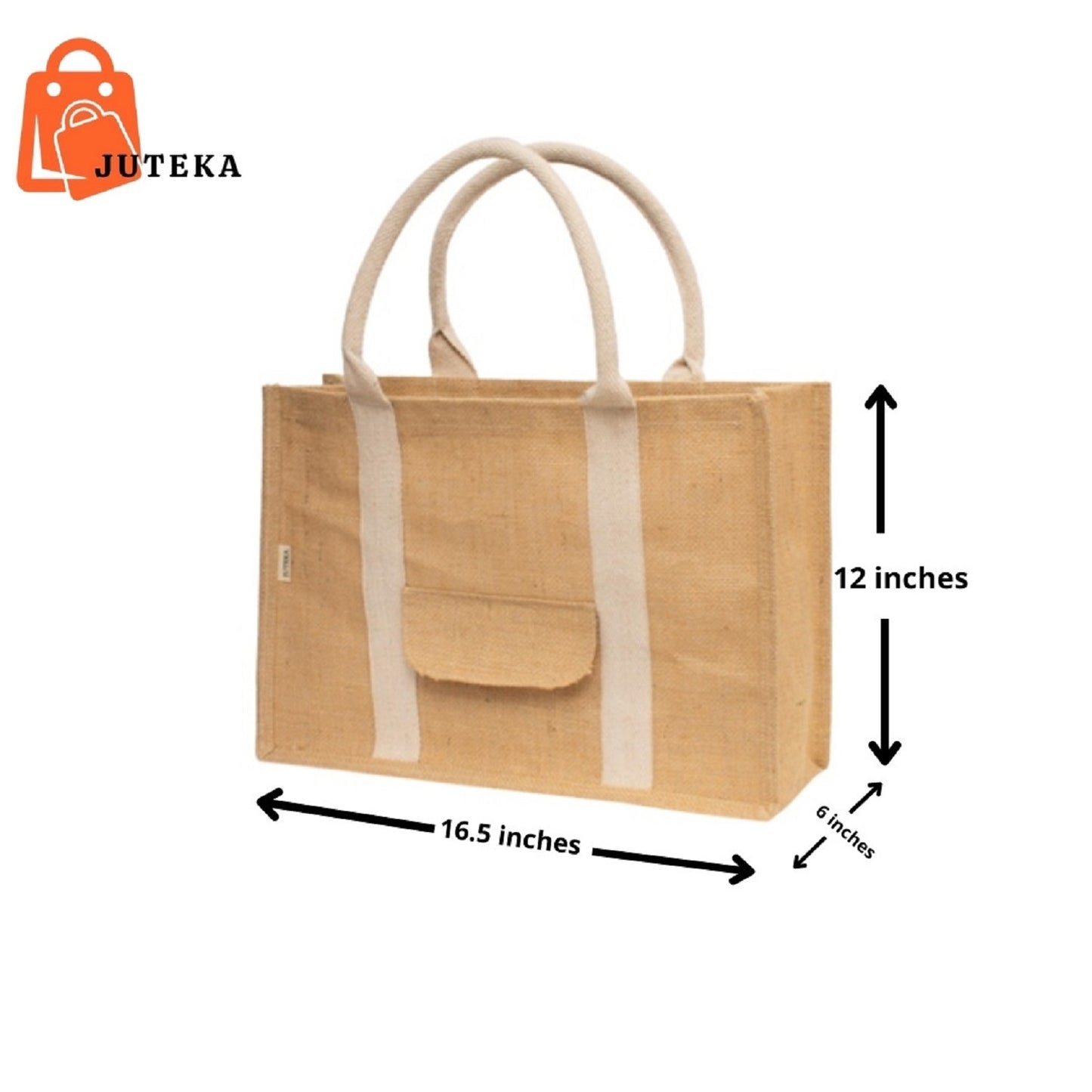 Jute Tote Bag with Front Pocket