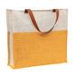 Two-Tone Jute Tote Bag with Contrast Handles