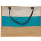Elegant Tri-Tone Jute Tote Bag with Leather Handles