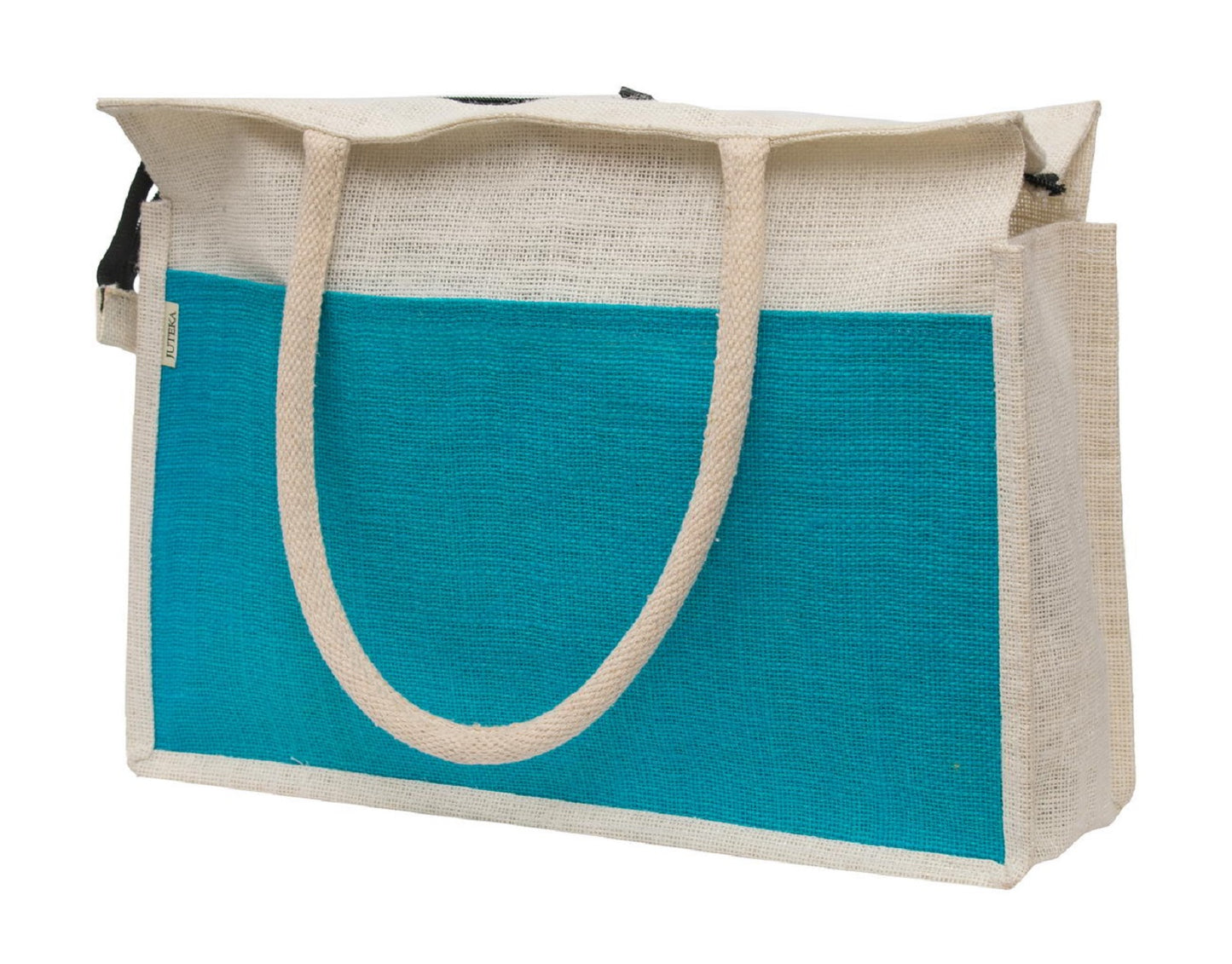 Two-Tone Jute Tote Bag with Sturdy Handles