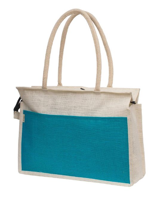 Two-Tone Jute Tote Bag with Sturdy Handles