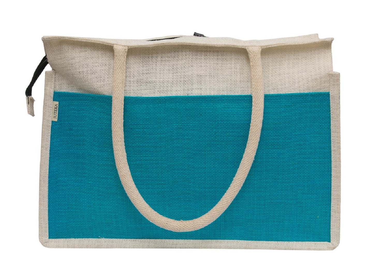 Two-Tone Jute Tote Bag with Sturdy Handles