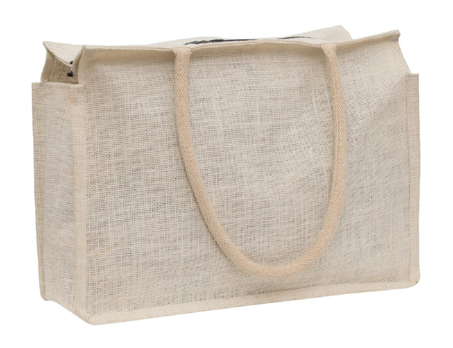 Two-Tone Jute Tote Bag with Sturdy Handles