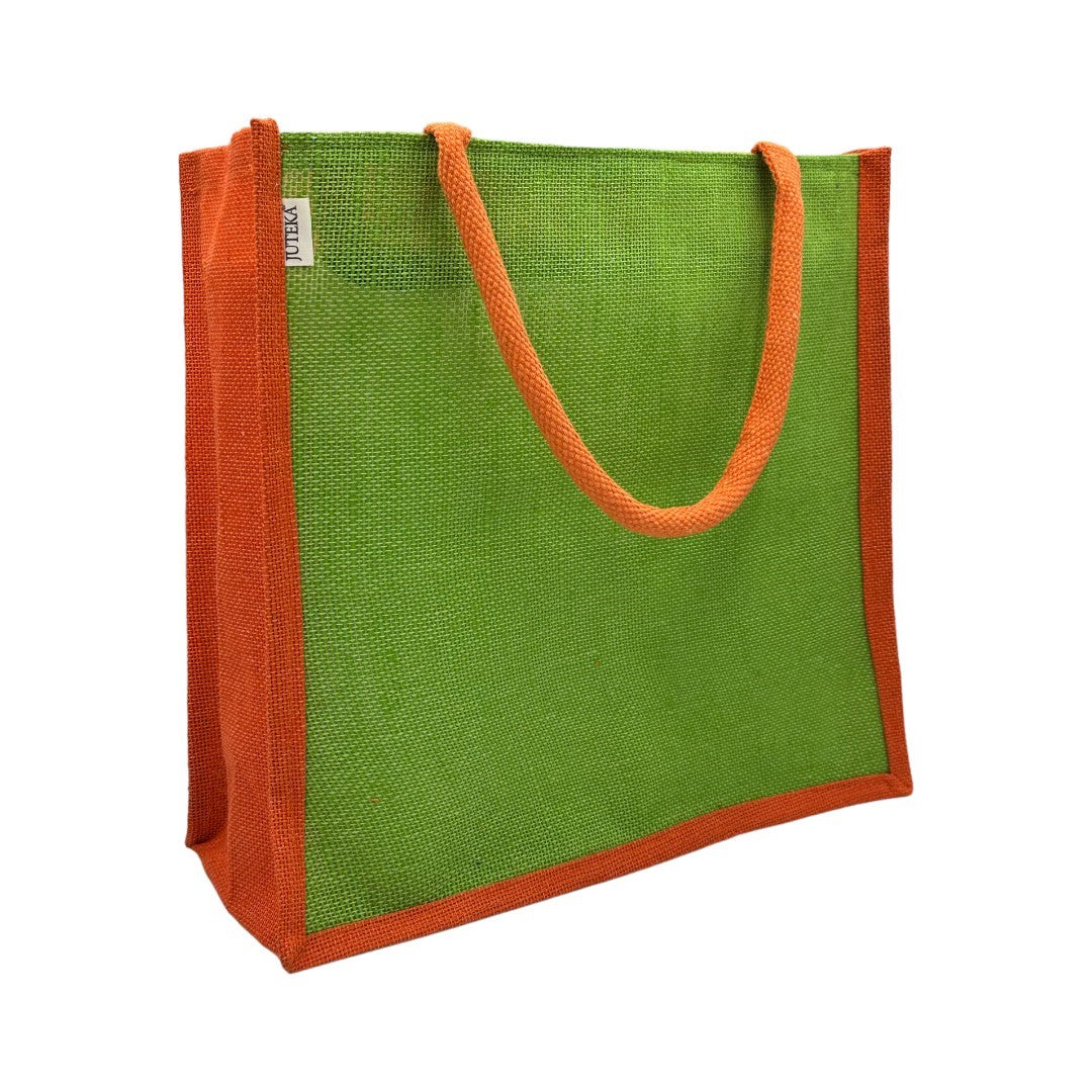 Jute Tote Bag – Two Tone Green & Orange