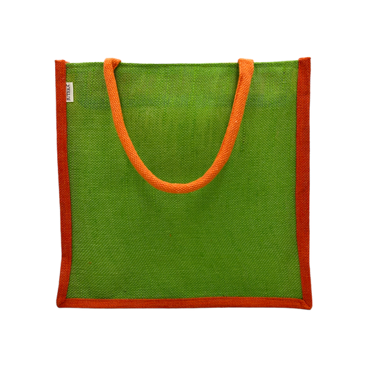 Jute Tote Bag – Two Tone Green & Orange
