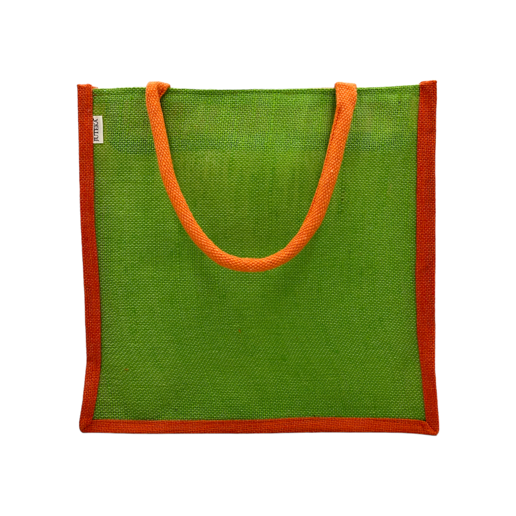 Dual-Tone Jute Tote Bag –  Yellow & Red