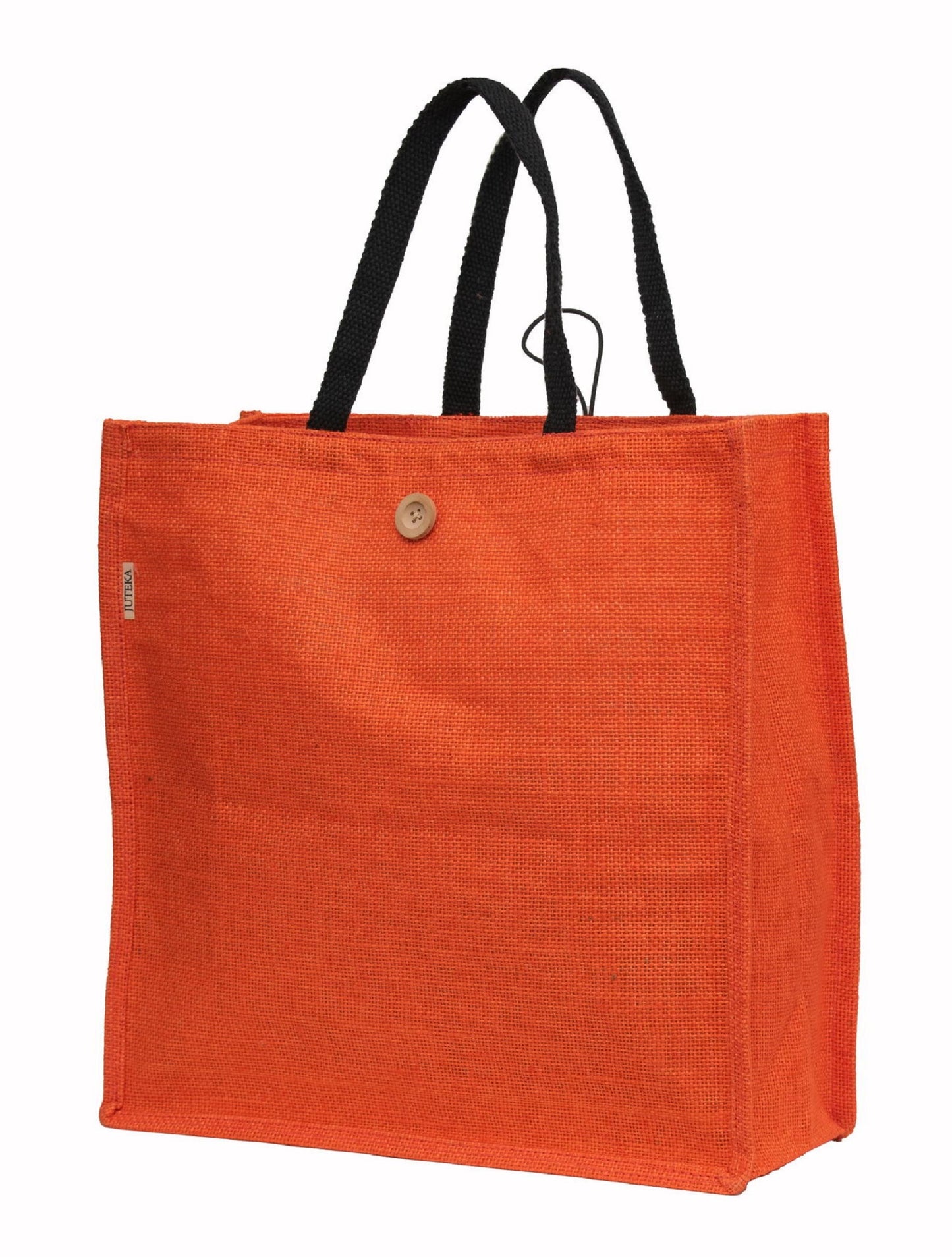 Jute Tote Bag with Button Closure