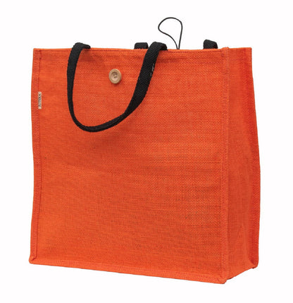 Jute Tote Bag with Button Closure