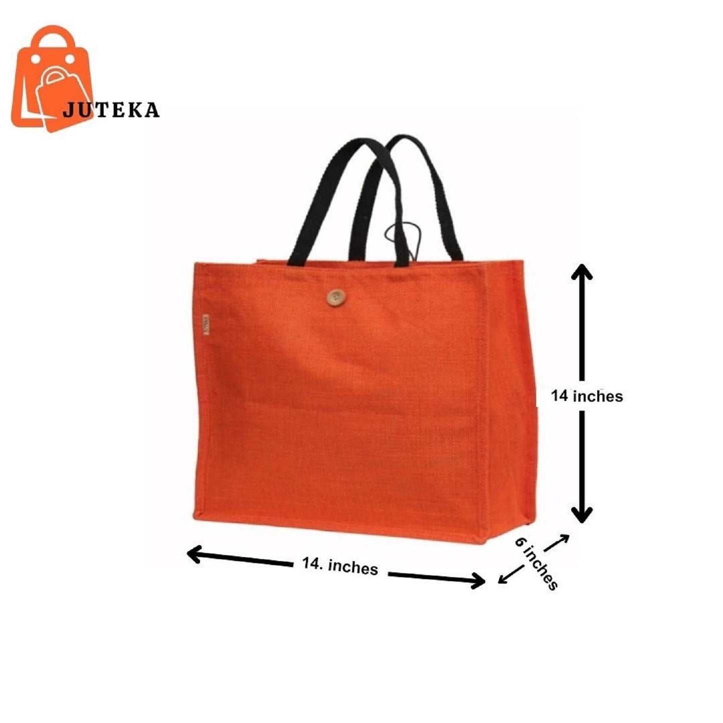 Jute Tote Bag with Button Closure