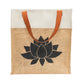 Jute Tote Bag with Elegant Lotus Print