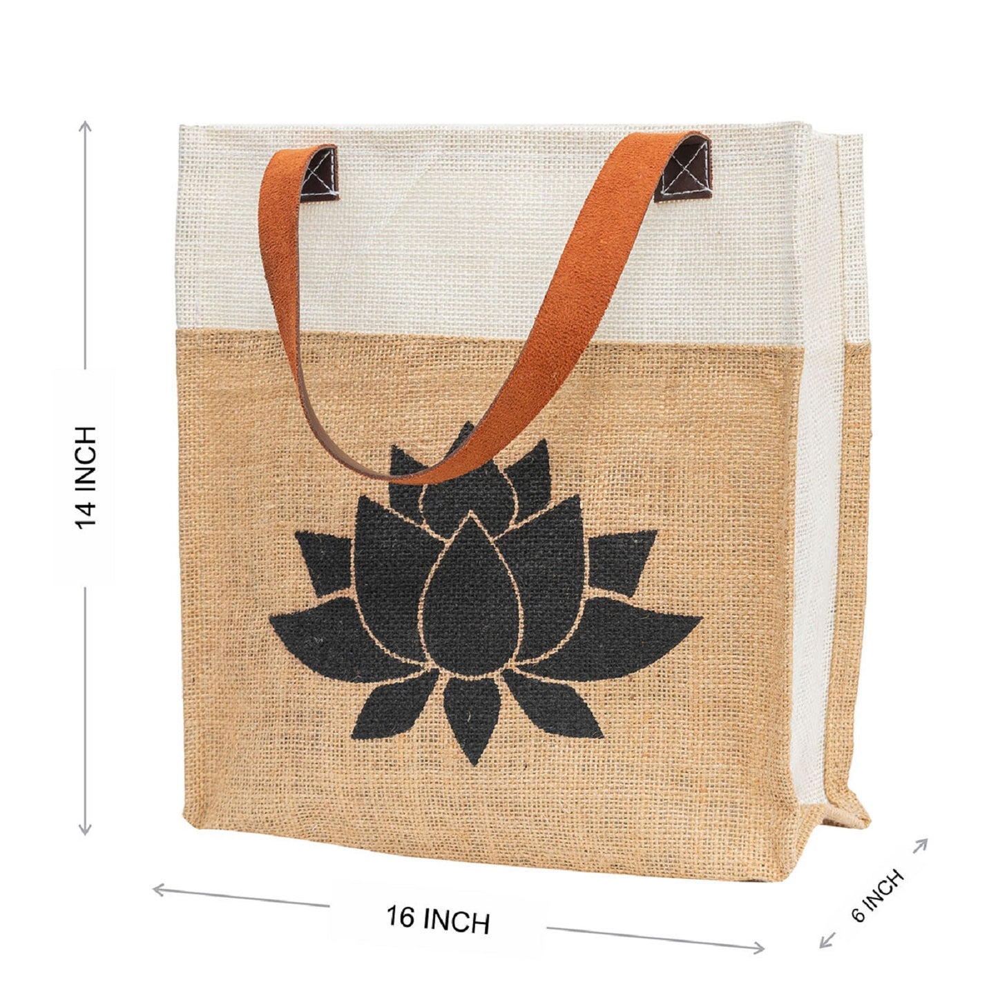 Jute Tote Bag with Elegant Lotus Print