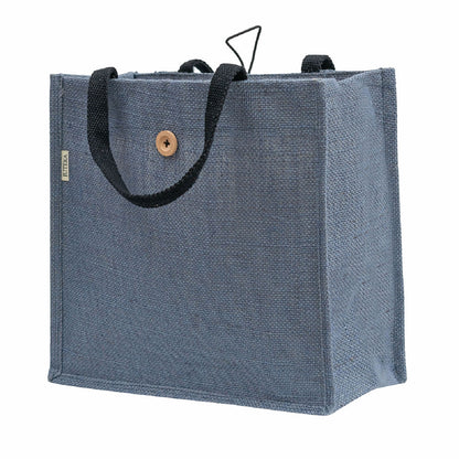 Jute Tote Bag with Button Closure