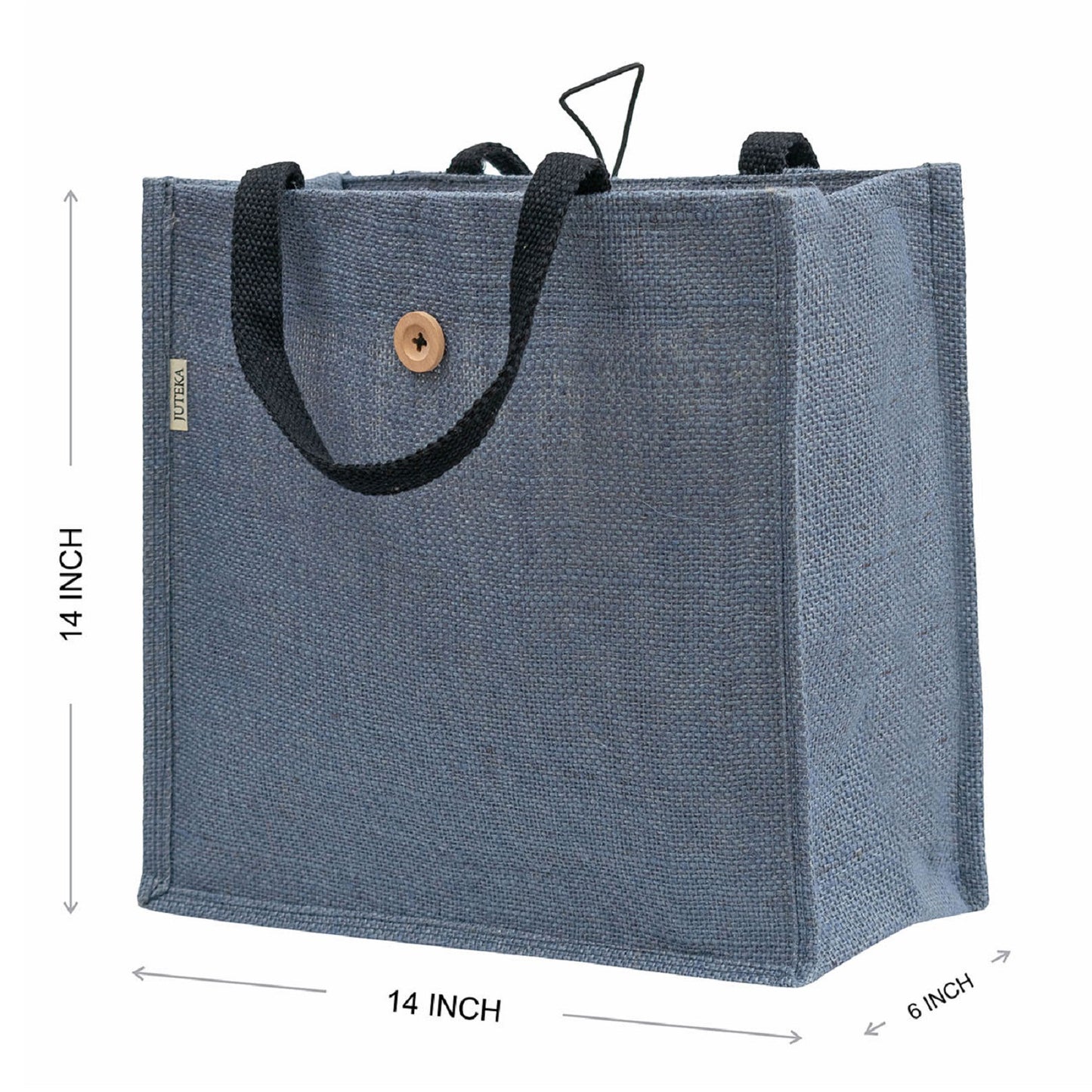 Jute Tote Bag with Button Closure