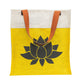 Vibrant Yellow Jute Tote Bag with Lotus Print
