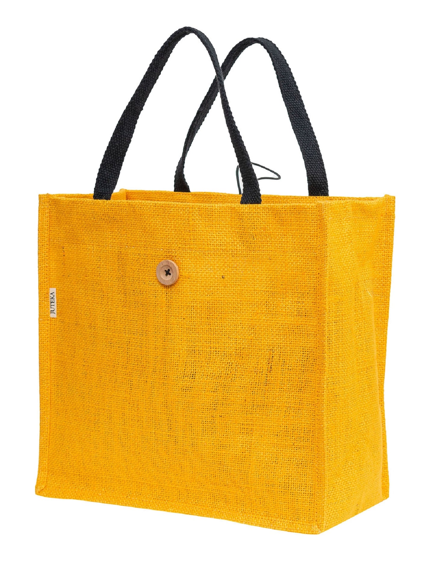 Jute Tote Bag with Button Closure