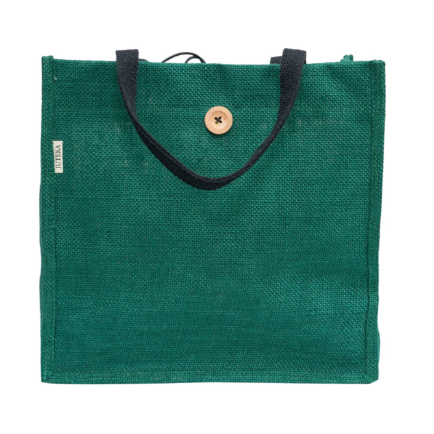 Jute Tote Bag with Button Closure