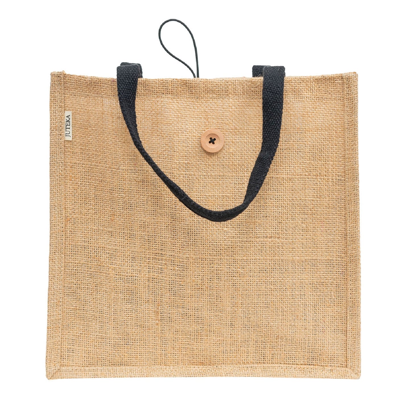 Jute Tote Bag with Button Closure