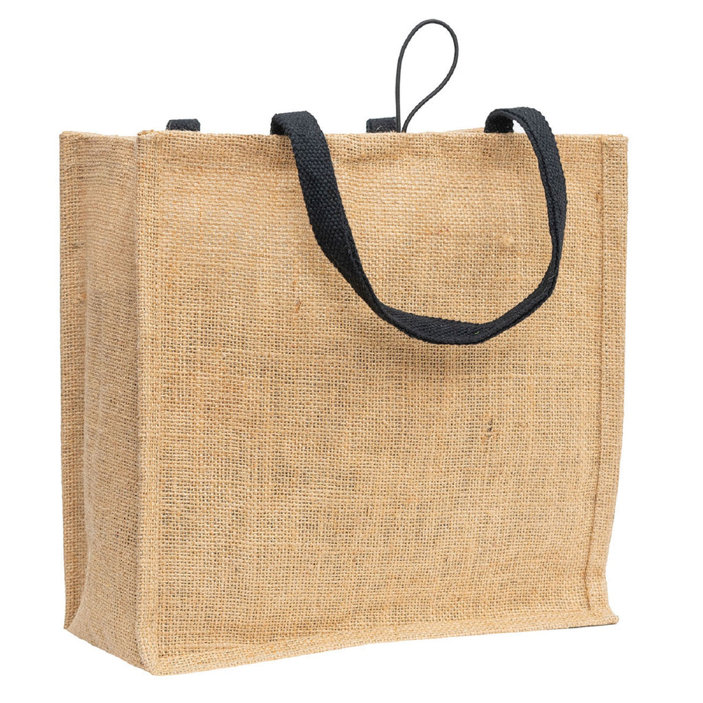 Jute Tote Bag with Button Closure