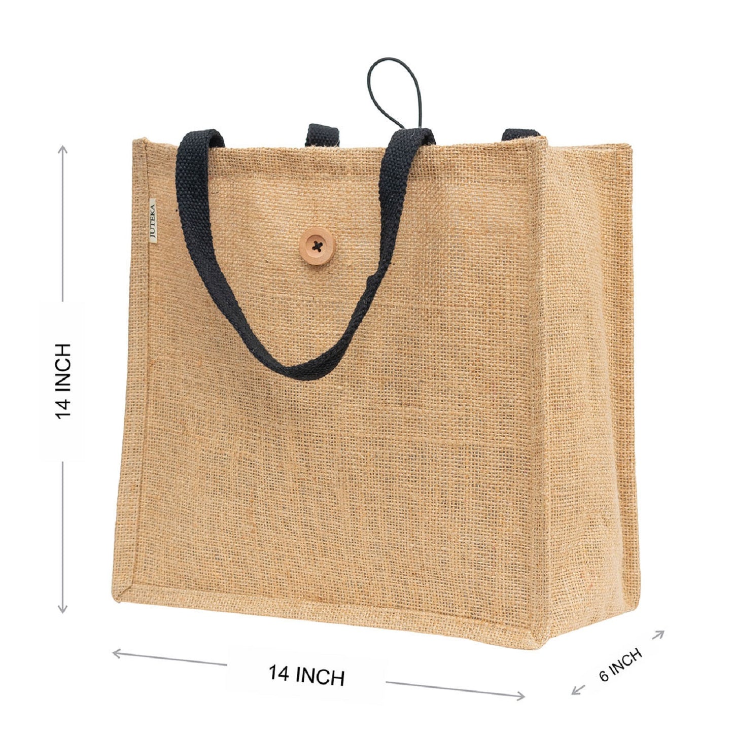 Jute Tote Bag with Button Closure