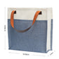 Two-Tone Jute Tote Bag with Leather Handle
