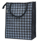 Houndstooth Jute Tote Bag with Zipper Closure