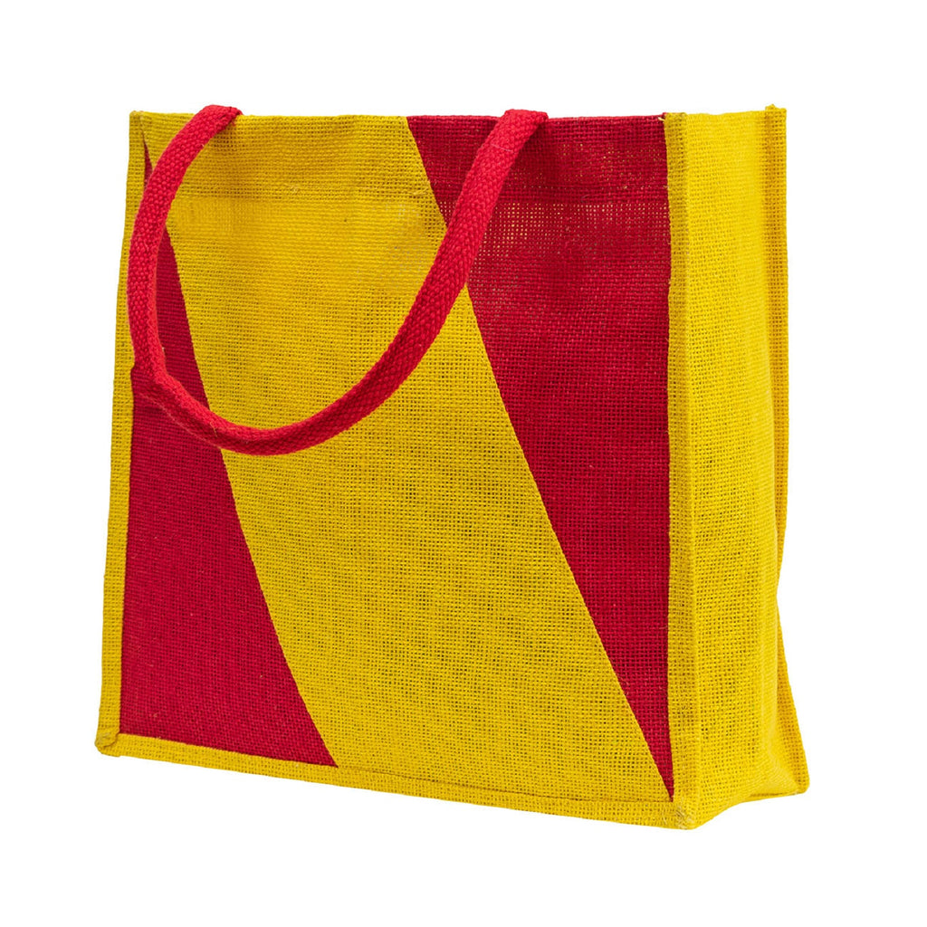 Bold Red & Yellow Jute Tote Bag