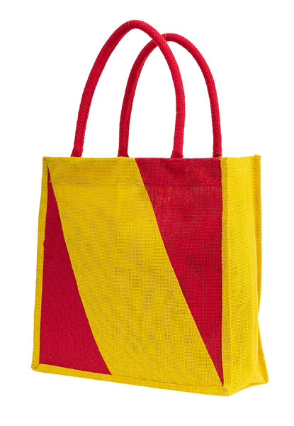 Bold Red & Yellow Jute Tote Bag