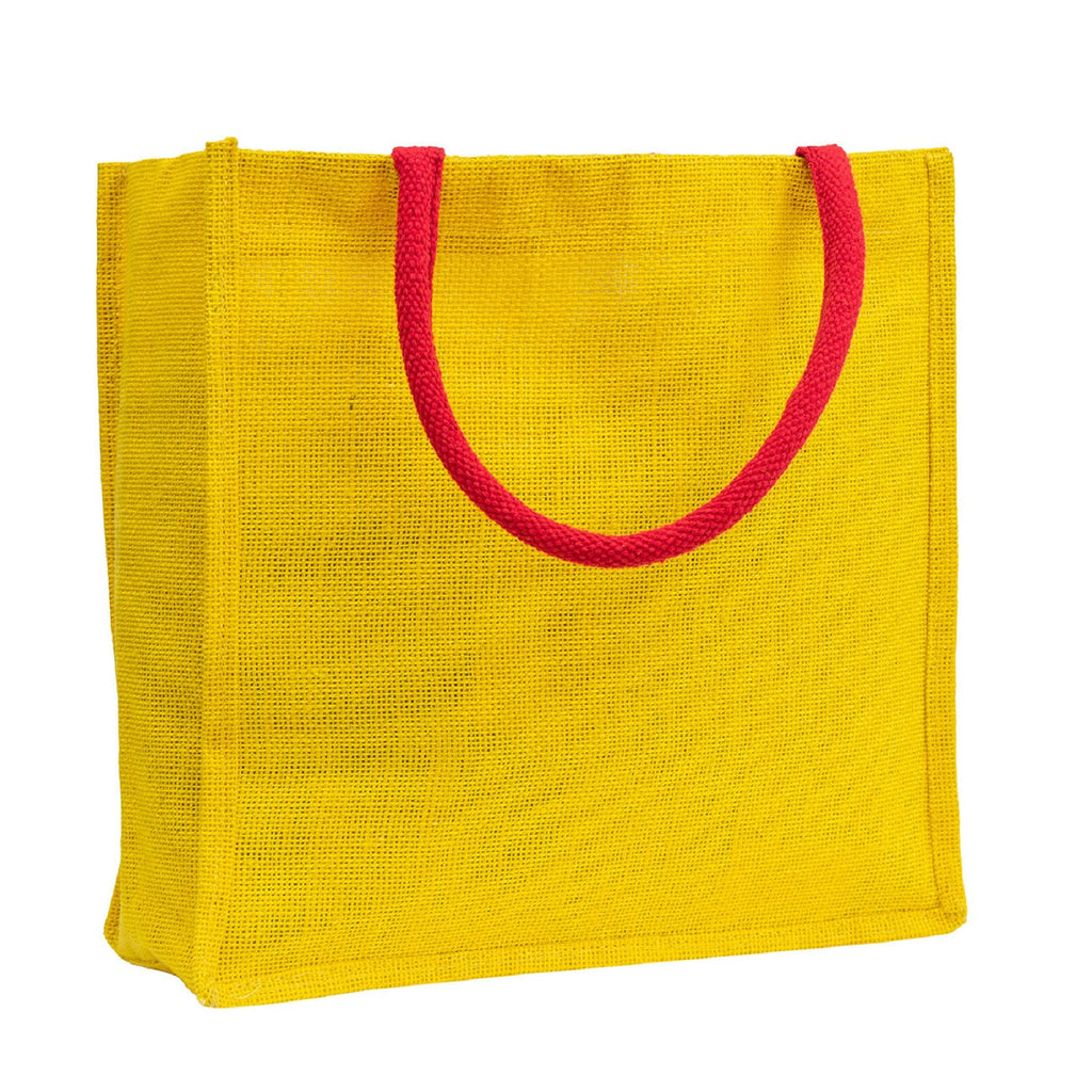 Bold Red & Yellow Jute Tote Bag
