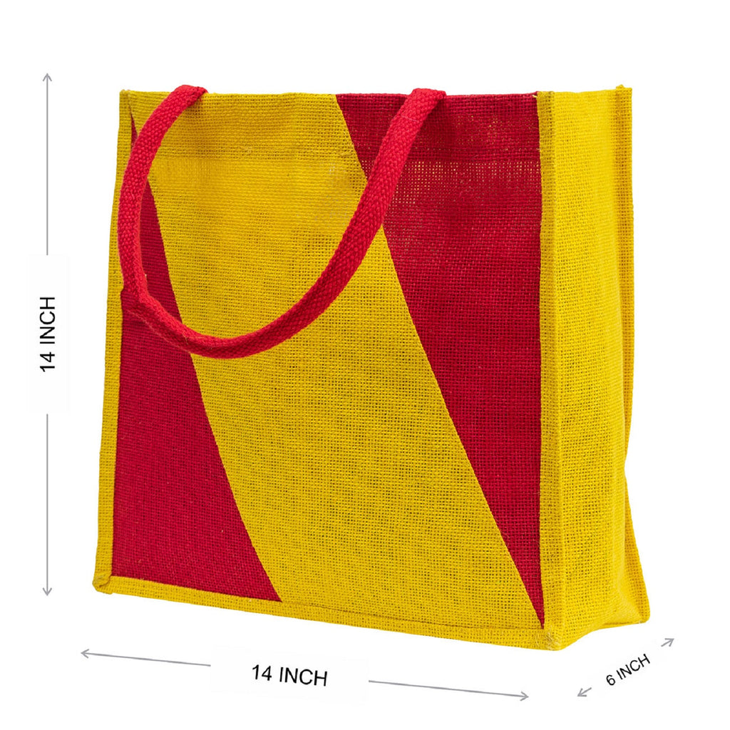 Bold Red & Yellow Jute Tote Bag