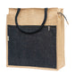 Jute Tote Bag with White Zipper Pocket