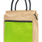 Jute Tote Bag with White Zipper Pocket
