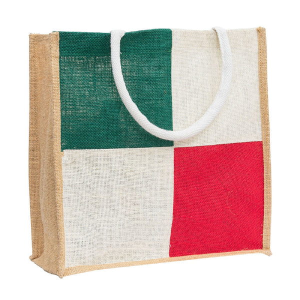 Stylish Jute Tote Bag with Colour Block Design