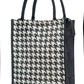 Houndstooth Jute Tote Bag – Black & White