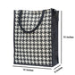 Houndstooth Jute Tote Bag – Black & White