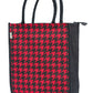 Houndstooth Jute Tote Bag - Bold Red & Black