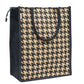 Houndstooth Jute Tote Bag - Black & Beige