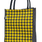 Houndstooth Jute Tote Bag - Bold Yellow & Black