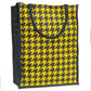 Houndstooth Jute Tote Bag - Bold Yellow & Black
