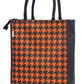 Houndstooth Jute Tote Bag - Stylish Orange & Black