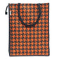Houndstooth Jute Tote Bag - Stylish Orange & Black