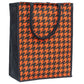 Houndstooth Jute Tote Bag - Stylish Orange & Black