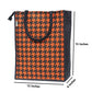 Houndstooth Jute Tote Bag - Stylish Orange & Black