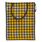 Houndstooth Jute Tote Bag - Chic Yellow & Black