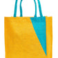 Yellow & Teal Geometric Jute Tote Bag