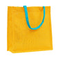 Yellow & Teal Geometric Jute Tote Bag